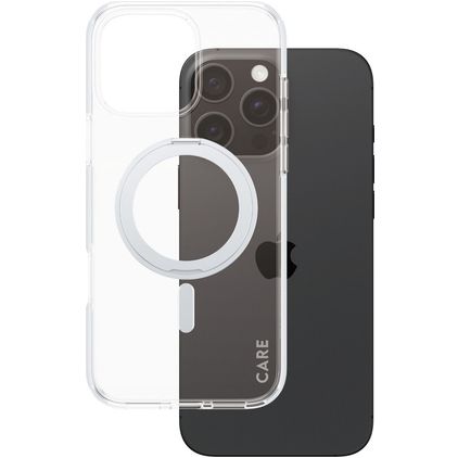 CARE by PanzerGlass Kickstand iPhone 16 Pro Max MagSafe Hardcase Backcover mit Ständer - Transparent / Silber