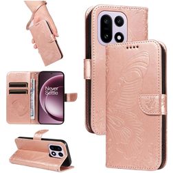Mobigear Butterfly OnePlus 15 Hülle Klapphülle Geldbörse - Roségold