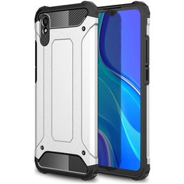 Mobigear Outdoor Xiaomi Redmi 9A Hülle Hardcase Backcover Stoßfest - Silber