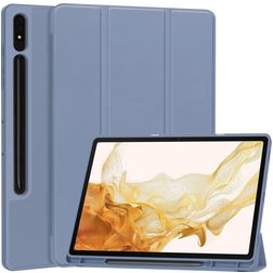 Mobigear Tri-Fold Gel Samsung Galaxy Tab S9 Plus Hülle TPU,Kunstleder Klapphülle + Stifthalter - Lila