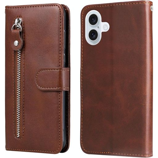 Mobigear Zipper iPhone 17 Hülle Klapphülle Geldbörse - Braun