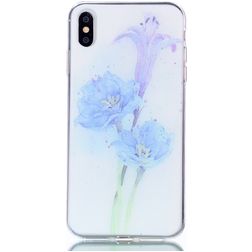 Mobigear Design iPhone XS Max Hülle Flexibles TPU Backcover - Lila Blume