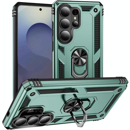 Mobigear Armor ring Samsung Galaxy S26 Ultra Hülle Hardcase Backcover Stoßfest mit Ringhalter - Grün