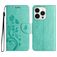 Mobigear Flowers iPhone 16 Pro Max Hülle Klapphülle Geldbörse - Grün