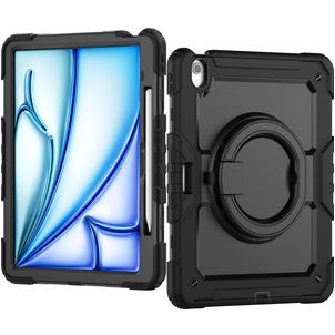 Mobilize Rotating Defender iPad Air 13 Zoll (2025) Hülle Kunststoff,Silikon Backcover + Schulterträger + Ständer - Schwarz