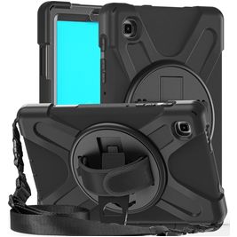 Mobigear SureGrip XGuard Samsung Galaxy Tab A7 Lite Hülle Kunststoff,Silikon Backcover + Schulterträger + Ständer - Schwarz