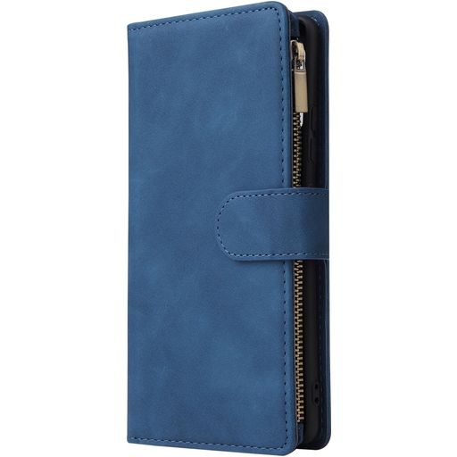 Mobigear Zipper Samsung Galaxy S10 Lite Hülle Klapphülle Geldbörse - Blau