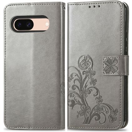 Mobigear Clover Google Pixel 8a Hülle Klapphülle Geldbörse - Grau