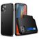 Mobigear Card iPhone 12 Mini Hülle Hardcase Backcover Stoßfest mit Kartenhalter - Schwarz