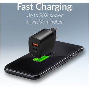 Mobigear Essentials Single USB-C Ladegerät Apple Lightning 1 Meter Power Delivery 20W - Schwarz