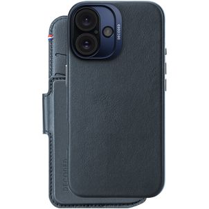 Decoded Detachable Wallet iPhone 16 MagSafe Hülle Echtes Leder Abnehmbare 2in1 Klapphülle Geldbörse - Marineblau