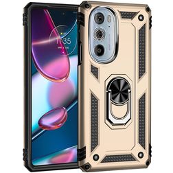 Mobigear Armor Ring Motorola Edge 30 Pro Hülle Hardcase Backcover Stoßfest mit Ringhalter - Gold