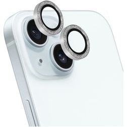 Mobiparts iPhone 15 Plus Panzerglas Gehärtetes Glas Kameralinsen Schutz - Hüllenfreundlich - Silber