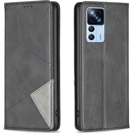 Mobigear Rhombus Slim Xiaomi 12T Pro Hülle Klapphülle - Schwarz