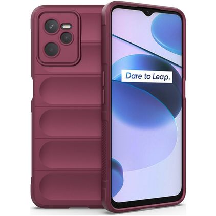Mobigear Bumpy Realme C35 Hülle Flexibles TPU Backcover - Weinrot