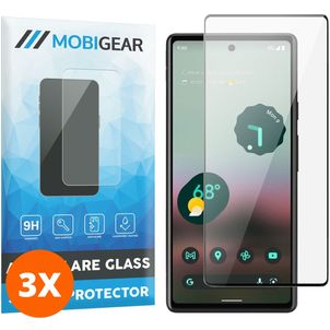 Mobigear Premium Google Pixel 7a Panzerglas Gehärtetes Glas Displayschutz - Hüllenfreundlich - Schwarz (3er Pack)