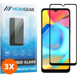 Mobigear Premium Alcatel 3L Panzerglas Gehärtetes Glas Displayschutz - Hüllenfreundlich - Schwarz (3er Pack)