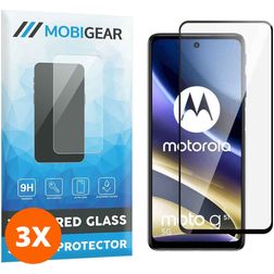 Mobigear Premium Motorola Moto G51 5G Panzerglas Displayschutz - Hüllenfreundlich - Schwarz (3er Pack)