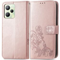 Mobigear Clover Realme C35 Hülle Klapphülle Geldbörse - Roségold