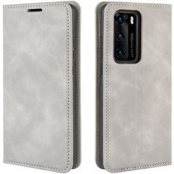 Mobigear Retro Slim Huawei P40 Hülle Klapphülle Geldbörse - Grau