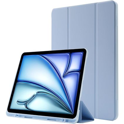 Mobigear Tri-Fold Gel iPad Air 11 Zoll (2024) Hülle TPU,Kunstleder Klapphülle + Stifthalter - Blau