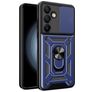 Mobigear Armor Ring Cam Slide Samsung Galaxy S24 FE Hülle Hardcase Backcover Stoßfest mit Ringhalter und Kamera Slider - Blau
