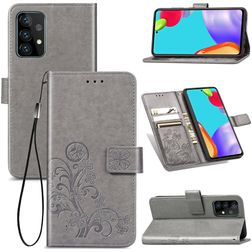 Mobigear Clover Samsung Galaxy A52 Hülle Klapphülle Geldbörse - Grau