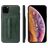 Fierre Shann Card Pocket iPhone 11 Pro Hülle Backcover mit Kartenhalter und Ständer - Grün