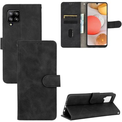 Mobigear Retro Samsung Galaxy A42 Hülle Klapphülle Geldbörse - Schwarz