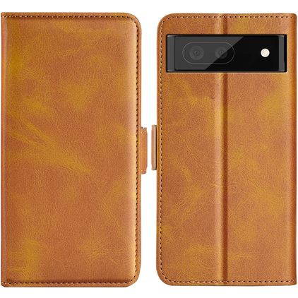 Mobigear Slim Magnet Google Pixel 6a Hülle Klapphülle Geldbörse - Cognac