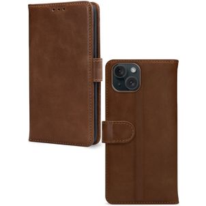 Mobilize Wallet iPhone 15 Hülle Echtes Leder Klapphülle Geldbörse - Braun