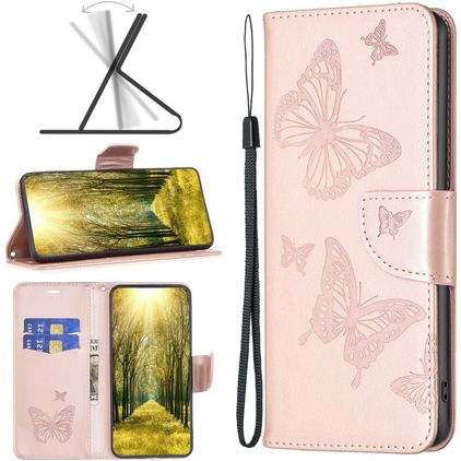 Mobigear Butterfly Nokia G11 Klapphülle Portemonnaie - Roségold