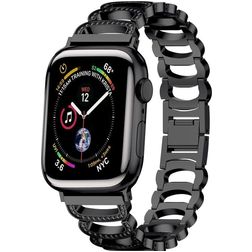 Mobigear Vienna Edelstahl Apple Watch Armband Faltschließe - 49/46/45/44 mm - Schwarz