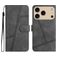 Mobigear Stitch iPhone 17 Pro Hülle Klapphülle Geldbörse - Grau