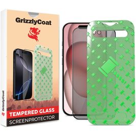 GrizzlyCoat Easy Align AntiSpy iPhone 15 Panzerglas Gehärtetes Glas Displayschutz Privacy - Hüllenfreundlich + Applikator - Schwarz