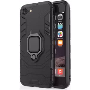 Mobigear Armor Ring iPhone 8 Hülle Hardcase Backcover Stoßfest mit Ringhalter - Schwarz