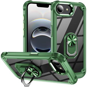 Mobigear Crystal Ring iPhone 16e Hülle Hardcase Backcover mit Ringhalter - Grün