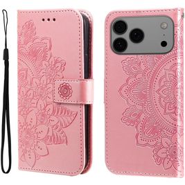 Mobigear Flowers iPhone 17 Pro Max Hülle Klapphülle Geldbörse - Roségold