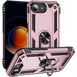 Mobigear Armor Ring iPhone 16e Hülle Hardcase Backcover Stoßfest mit Ringhalter - Roségold