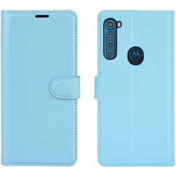 Mobigear Classic Motorola One Fusion Plus Hülle Klapphülle Geldbörse - Blau