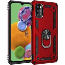 Mobigear Armor Ring Samsung Galaxy A41 Hardcase Backcover Shockproof mit Ringhalter - Rot