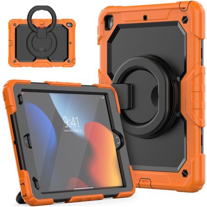 Mobigear RingGuard iPad 9 (2021) Hülle Kunststoff,Silikon Backcover + Ständer - Schwarz / Orange