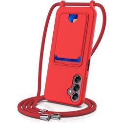 Mobigear Lanyard Card Samsung Galaxy A16 Silikon Handykette mit Kartenhalter - Rot