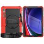 Mobigear SureGrip Xtreme Samsung Galaxy Tab S9 Ultra Hülle Kunststoff,Silikon Backcover + Schulterträger + Ständer - Schwarz / Rot