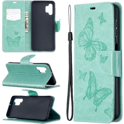 Mobigear Butterfly Samsung Galaxy A32 5G Hülle Klapphülle Geldbörse - Türkis