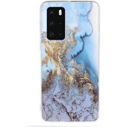Mobigear Marble Huawei P40 Hülle Flexibles TPU Backcover - Blau