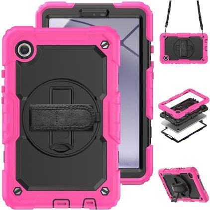 Mobigear SureGrip Xtreme Samsung Galaxy Tab A9 (2023) Hülle Kunststoff / Silikon Backcover + Schultergurt + Ständer - Pink