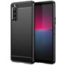 Mobigear Brushed Slim Sony Xperia 10 V Hülle Flexibles TPU Backcover - Schwarz