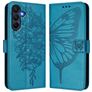 Mobigear Flowers Samsung Galaxy A17 Hülle Klapphülle Geldbörse - Blau