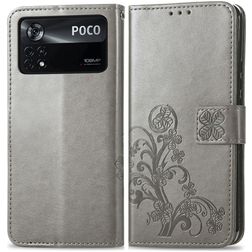 Mobigear Clover POCO X4 Pro 5G Hülle Klapphülle Geldbörse - Grau